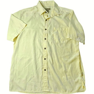 Cabana Mens Yellow Island Wear Casual Button Up Shirt Size‎ L Vacation